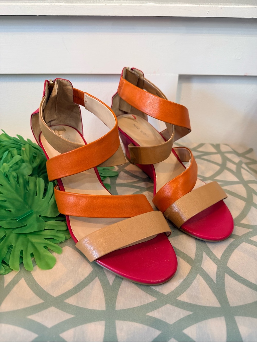• Nine West Stylin Strappy Colourblock Wedge Sandals